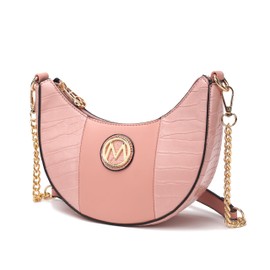 MKF Collection Women’s Crossbody, Croco Embossed Handbag Vegan Leather Chain Strap Shoulder Bag Purse Pink by Mia K