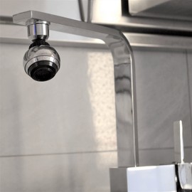 Siroflex 2525/5S Saturn Aerator Shower Tap Sprayer Kitchen Faucet Made in Italy Chrome Black | Faucet Aerator with Swivel | Aerator for Water Saving Faucets and Filter