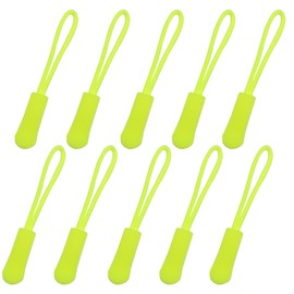 ZPR-004 Zipper Pull, Zipper Chucks, Neon Yellow, Set of 10, Fluorescent Zipper Tabs, Replacement, Pulls, Open/Close, Easy Installation, Easy to Grasp, Sparkling Plunging Round