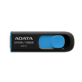 ADATA 128 GB Memoria Flash USB 3.0 Deslizable Color Negro con Azul (Modelo UV128)