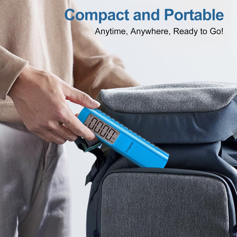 Battery-Free Digital Luggage Scale, 110lbs/50kg Portable Handheld Hanging Scale for