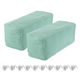sourcing map 2pcs Stretch Armrest Covers for Chairs/Sofas, Couch Arm Covers with Twist Pin, Furniture Protector Slipcovers for Sofa Chair Recliner Mint Green