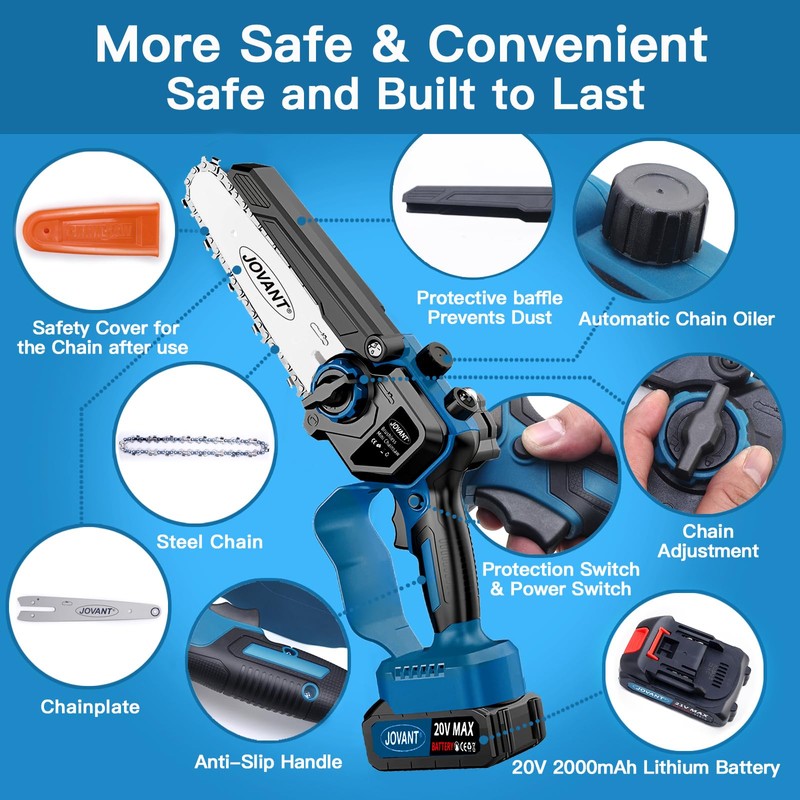 Cordless Chainsaw, Electric Chain Saw with 2 Pack 4000mAh Batteries,