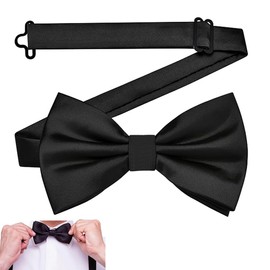 ruitao 1 Pcs Men's Classic Solid Color Pre-tied Bow Tie, Adjustable Tuxedo Two Layer Bow Tie, Formal Neck bow-tie, Men Bowtie Pre-Tied Bow Tie for Parties, Wedding(Black)