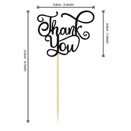 36 piezas de decoración para cupcakes de agradecimiento con purpurina para tartas de agradecimiento, día de los profesores, día de Acción de Gracias, baby shower, cumpleaños, suministros de decoración de color negro