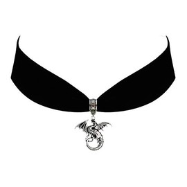 Victorian Vault Black Velvet Choker Steampunk Jewelry Gothic Dragon Pendant Necklace