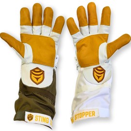 Sting Stopper Heavy Duty Beekeeping Gloves Men Women, Goat Skin Bee Gloves with Short Canvas Cuffs, Sting Proof Bee Keeping Gear | Beekeeper White, X-Small
