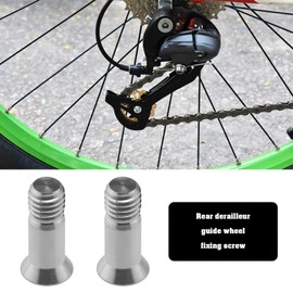 eMagTech 2 Pieces Titanium Alloy Mounting Screws Bicycle Rear Derailleur Bolts Bicycle Rear Derailleur Guide Wheel Mounting Screw for Road Bike Mountain Bike Silver