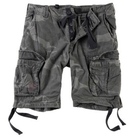 Surplus Raw Vintage Airborne Vintage Men's Cargo Shorts - Black (Black Camo) Plain, size: xl