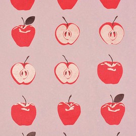 Gift Wrap - Apples - Mauve/Red/Metallic Silver