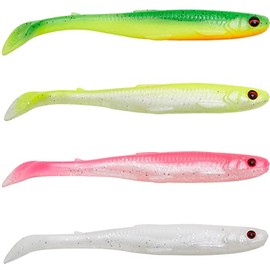 Savage Gear Rubber Shads Slender Scoop Shad - 4 Soft Baits, Size/Weight/Colour: 11 cm/7 g/Dark Water Mix