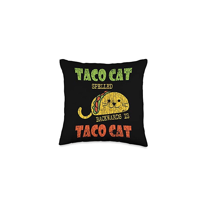 Taco Cat Funny Tacos Mexican Food Lover Graphic Throw Pillow