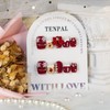 TENPAL Christmas Press on Nails Short Square Handmade Matte Red