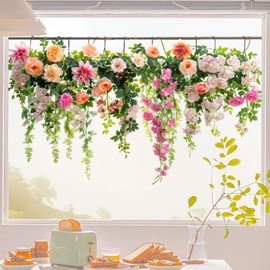 Floral Window Clings，Multi colored floral vine window stickers，Double-Sided Static Decorative Stickers，No Residue, Anti-Collision, Double-Sided Window Clings
