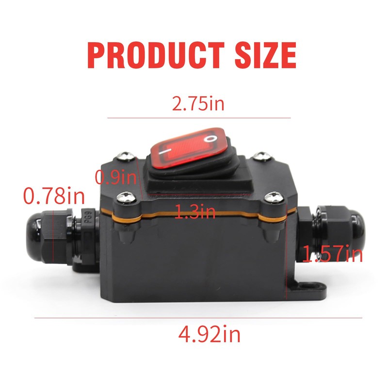 EATAKWARD 20A 125V AC Inline Cord Switch, IP66 Waterproof DPST