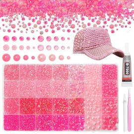 14000Pcs Pink Flatback Rhinestones and Pearls for Bedazzling Kit