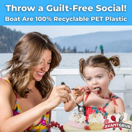 Super Fun Recyclable 8oz Banana Split Boats 100 Pack. Durable, Disposable Ice Cream Sundae Bowls. Perfect Plastic Cups for Social Event or Kids Birthday Party. Great Clear Dessert Tray for Carnivals.