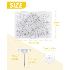 Caianwin Caianwin 80 Stück Reiszwecken mit Kopf,Reißzwecken Transparente,16mm Pinnadeln Heftzwecken Weiß Reissnägel mit Aufbewahrungsbox für DIY,Wandkarten,Bulletin Board,Kork Boards