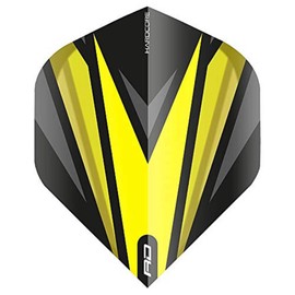 RED DRAGON Hardcore Radical Black & Yellow Dart Flights - 4 sets Per Pack (12 Dart Flights in total)