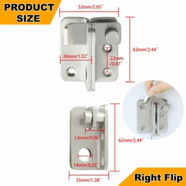 Alise Flip Latch,Gate Latches Safety Door Lock Catch for Barn Cabinet Pet Cage Wood Fence Bathroom Garage Window,SUS304 Stainless Steel Gate Hardware Locks,Brushed Nickel MS3006R-304-LS