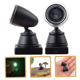 Operitacx 2 Stück Miniatur Spotlight Modell für Eisenbahn und Sandtisch BAU Modell Grün Realistisches Miniatur Design für Kreative Dekoration und Fotografie