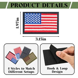 8 Pcs American Flag Patches, Hook and Loop Tactical USA Flag Embroidered Morale Patch Set for Backpacks Hats Jackets Vests Uniforms (Style 2)