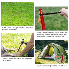 Pack of 10 Tent Pegs 18 cm / 7 Inch Tent Pegs Camping Pegs with Rope for Camping Garden Meadows – Robust and Strong