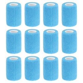 uxcell 12 Rolls Adhesive Elastic Tape Elastic Bandage,3" x 5 Yards Sports Elastic Wrap Flexible Stretch Athletic Wrist Tape for Tennis Racquet Grip Sports Knee Ankle,Lake Blue