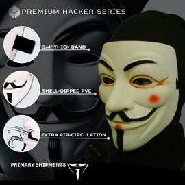 Primary Shipments Hacker-Style Masks with Dipped PVC Shell Finish | Reinforced Straps | Anonymous-Inspired Costume Mask Sets (Tan, Black, White)