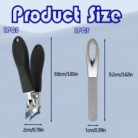 1Pcs Nail File and 1Pcs Wide Jaw Opening Anti-Splash Slanted Nail Clipper, Toe Nail Clippers for Thick Nails, Slanted Nail Clippers for Men Women Adult Seniors