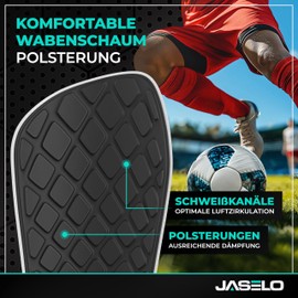 JASELO® Adjustable Shin Pads Including Innovative Honeycomb Foam I Shin Pads Football Men and Children I Small Shin Pads 17.5 cm x 10 cm I Ultimate Protection & Comfort