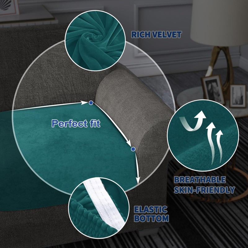 MAXIJIN Velvet Stretch Seat Cushion Covers Couch Cushion Cover for
