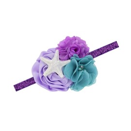 JustMyDress Baby Headband Fish Scales Bowknot Mermaid Turban with Tie Knotted Hair bow Band JB33 (Purple Flower)