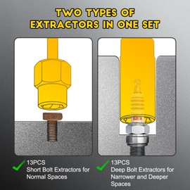 Topec Deep Bolt Extractor Set 28PCS, 3/8" Drive Bolt Extractor Kit, Spark Plug Extractor Socket Set, Lug Nut Removal Tool for Stripped, Broken, Rounded Bolts Lug Nut Stud Remove