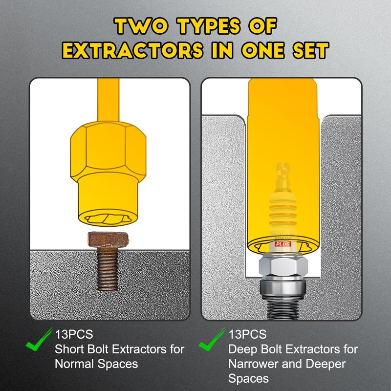 Topec Deep Bolt Extractor Set 28PCS, 3/8" Drive Bolt Extractor
