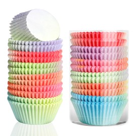 AiQInu Mini Muffin Paper Cases - Pack of 300 Paper Cupcake Cases, Gradient Colours, Heat Resistant, Ideal for Cupcakes and Muffins, for Decoration Cupcake Wedding, Party, Birthday, Celebration