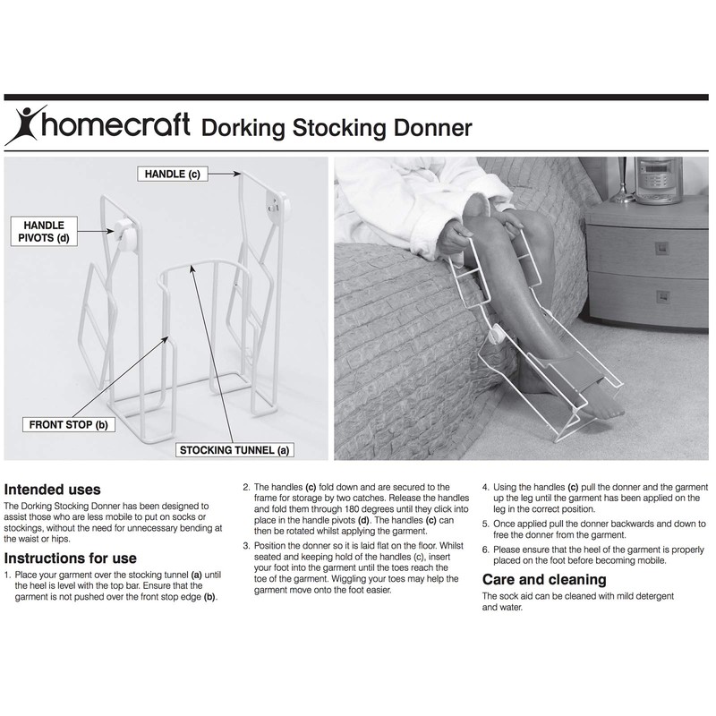 Homecraft 9133 Stocking Donner, Compression Sock Aid with Foot Insert