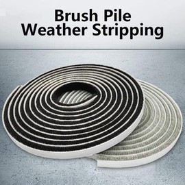 Tooperze Weather Stripping for Door,Self Adhesive Brush Window Seal Strip for House Windows Weatherproof Soundproof Dustproof 16.8 FT Length Black