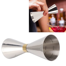 Jigger de Cóctel, Taza Medidora de Coctelería Compacta de Acero Inoxidable 304 Profesional de Doble Extremo con Escala para Fiesta para Barman (Color natural)