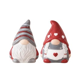 2 Pcs Christmas Gnome Cute Salt and Pepper Shakers Set, Ceramic Dwarf Seasoning Bottle Spice Container Dispenser for Kitchen (Multi-color, 2 Pcs)