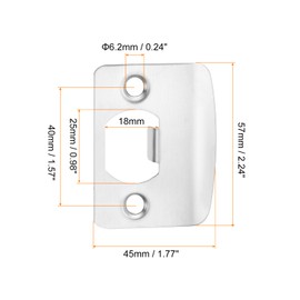 sourcing map 1 Set Door Strike Plate, 57mm x 45.0mm Stainless Steel Latch Deadbolt Replacement Lock Strike Plate for Door Frame Door Jamb Reinforcement, Round Corner, Silver