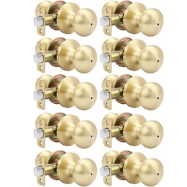 goldenwarm Gold Interior Door Knobs, Bedroom Door Knob, Door Knobs Interior Bulk, Brushed Gold Privacy Door Knob for Bedroom or Bathroom(10 Pack)