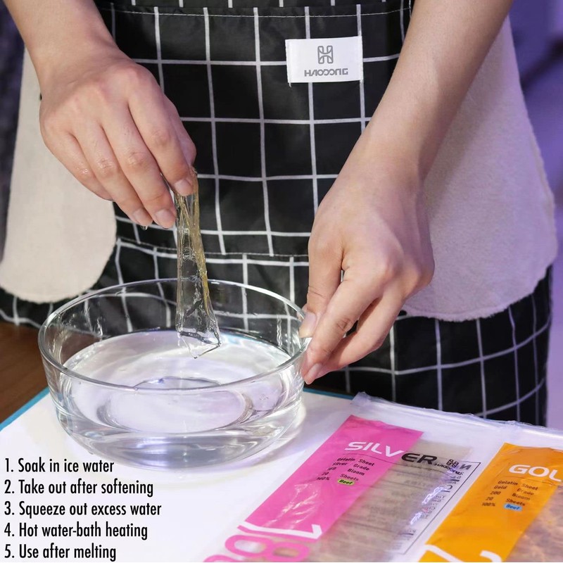 HAODONG Silver Gelatin Sheets - 180 Bloom Beef Leaf Gelatin