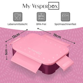 My Vesperbox – Mini Lite - Bento Box Kinder - Lunchbox - extrem robust – Brotdose – Brotbox ideal für Kindergarten und Schule (Rosa- Lila)
