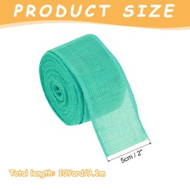 MECCANIXITY Burlap Ribbon Fabric Wired Edge Ribbons Cyan 2 Inch x 10 Yard Wired Ribbon for Gift Wrapping, Bow, Wreath, Christmas Tree, Flower Bouquet