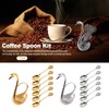 4.8 in Coffee Spoon Set With Holder, Swan Spoon And