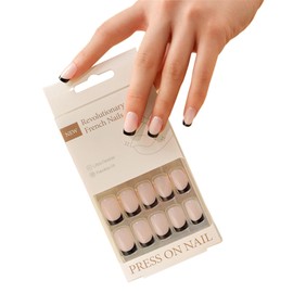 ZAHRVIA French Press on Nails, Pack of 30 Short Square False Nails for Sticking, French Fake Nails with Nail Tabs, Short Press On Nails, Square False Nails