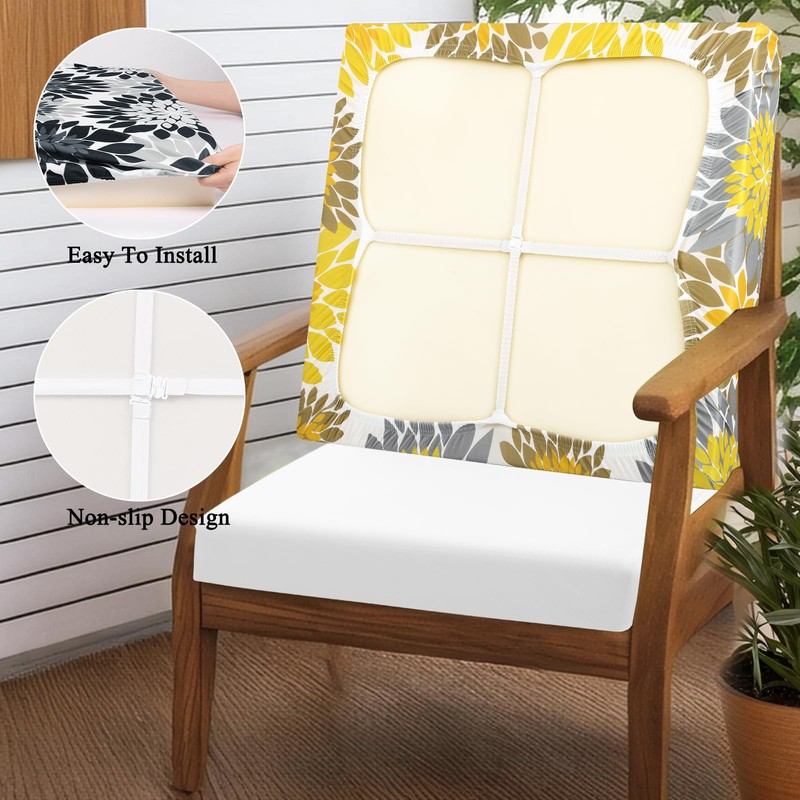 HEBE Outdoor Patio Cushion Covers Set of 12 Waterproof Stretch