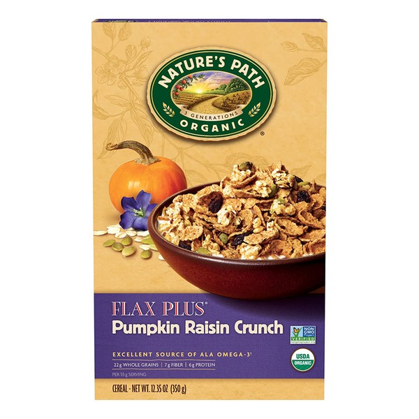 Nature's Path Organic Cereal, Flax Plus Pumpkin Raisin Crunch, 12.35 Ounce Box (Pack of 6)