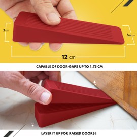 Red Rubber Door Stop 4 Pack, Door Stoppers for Floor, Door Stops Indoors, Door Wedge, Non-Slip Rubber Door Stopper, Door Wedges Indoors, Ideal for All Floor Types